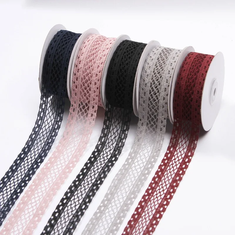 

Hollow Linen Mesh Polyester Ribbon Lace 38mm 25mm Sewing Accessories Roll For Giftbox Packing Decoration Flower Bouquet Wrapping