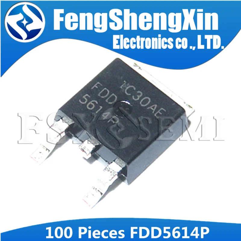 

100PCS FDD5614P FDD5614 TO-252 60V P-Channel PowerTrench MOSFET