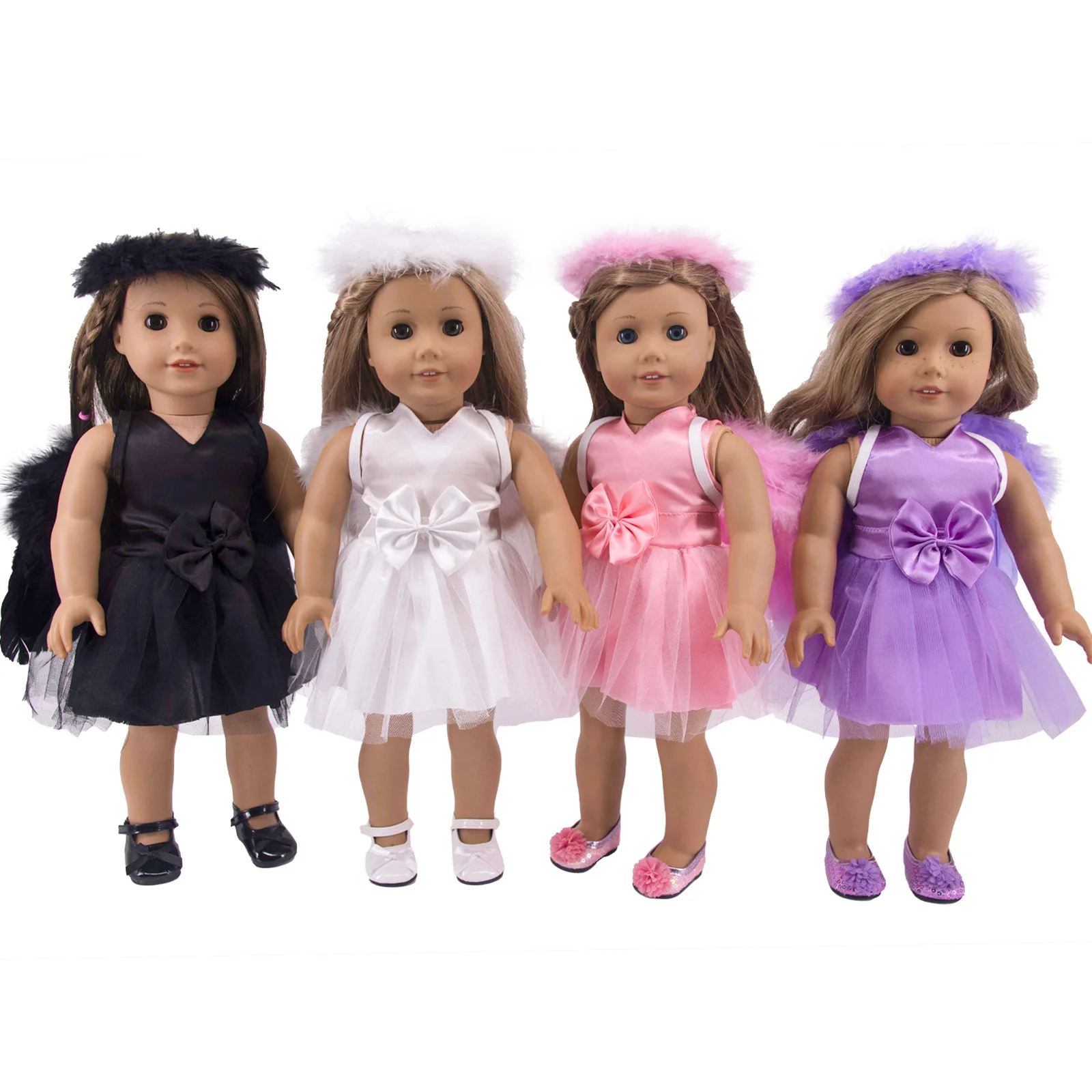 Doll Clothes Multicolor Angel Outfits Wings, Fairy Stick Fit 18Inch American Doll Girl Accessories Toys Christmas Gift For Girls