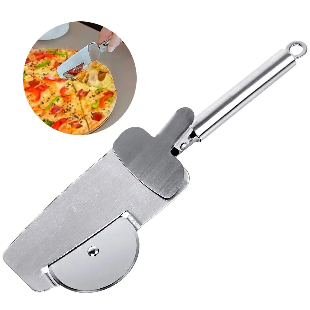 4 in 1 Pizza Cutter Multifunction Pizza Wheel Stainless Steel Pizza Cutter with Extra Sharp Blade and Innovative Tongs for Pizza