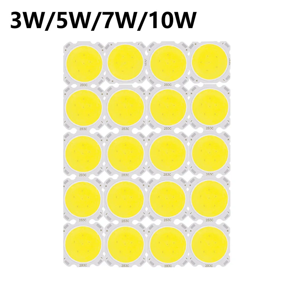 Imagem -03 - Lâmpada Led Cob de Alta Potência Fonte Chip Holofotes Lâmpadas para Baixo Branco Quente Luz 3w 5w 7w 10w 20 Pcs