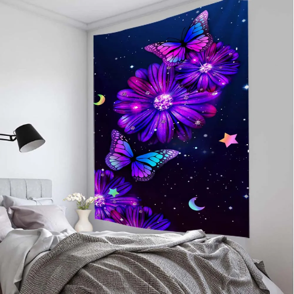 Tapestry Fantasy Art Wall Hanging Cloth Butterfly Home Art Decoration Bohemian Dormitory Bedroom Wall Decoration Tapestry