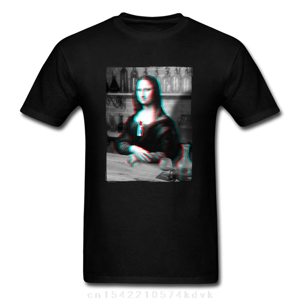 Funky T-shirt Mona Lisa Print T Shirt Men Black Tshirt Renaissances Altered States Tops & Tees Funny Art Design Clothes Cotton