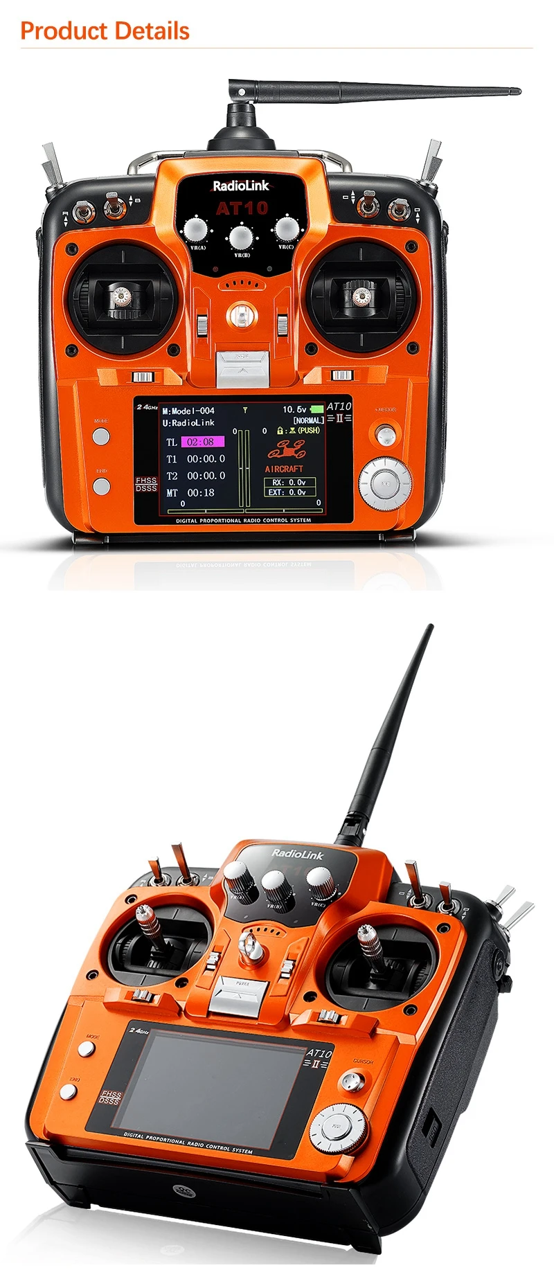 Radiolink AT10II 2,4GHz 12-Kanal RC-Sender und Empfänger R12DS AT10 II PRM-01 Spannungsrückmeldung für RC-Drohne Flugzeug Quadcopter – Detail 13