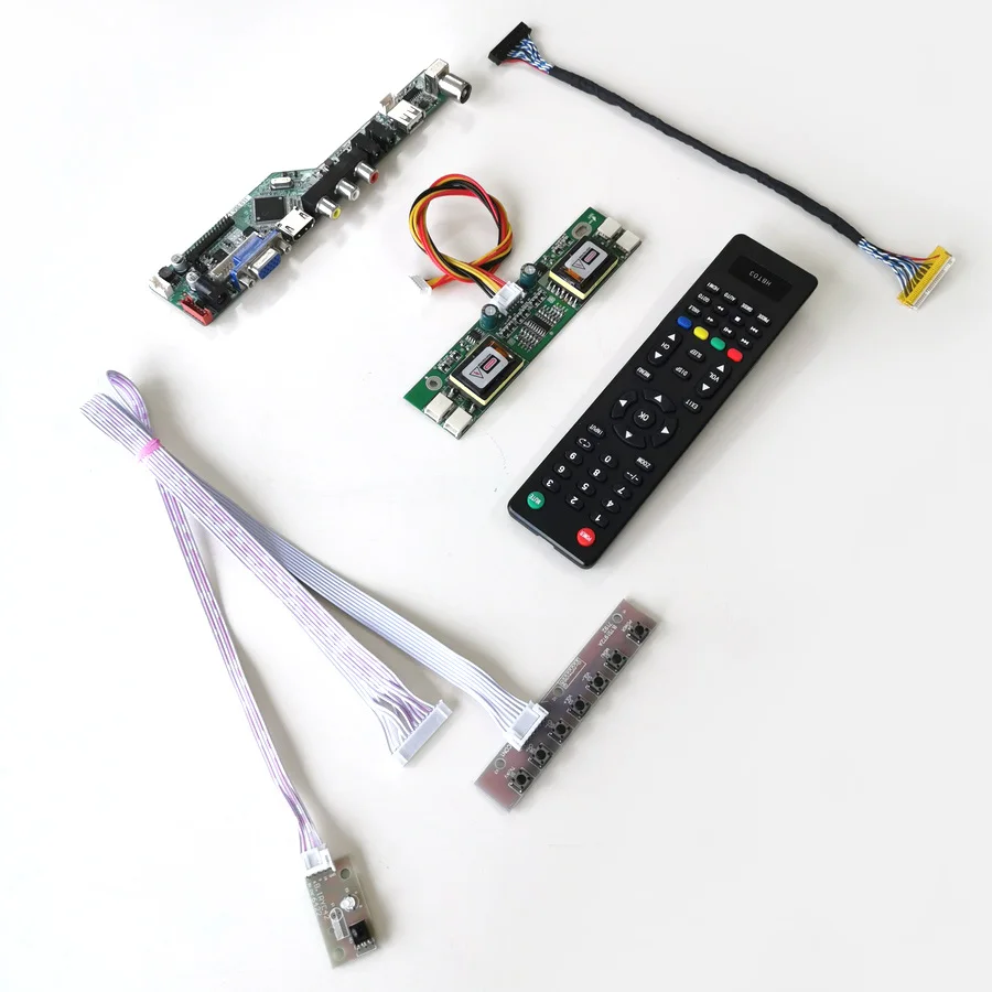 For HT170E01-101/300 Remote+Inverter+keyboard VGA AV USB 4CCFL 30Pin LVDS TV Controller Board LCD Display Panel DIY Kit