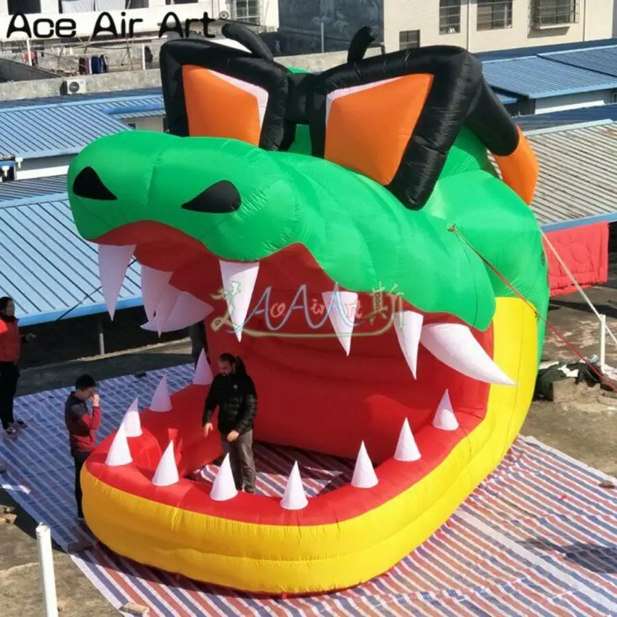 Customized inflatable crocodile head,Crocodile dj booth,animal head shaped tent on sale