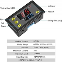 AC 110V 220V DC 12V Digital Time Delay Relay LED Display Cycle Timer Control Switch Adjustable Timing Relay Time Delay Switch