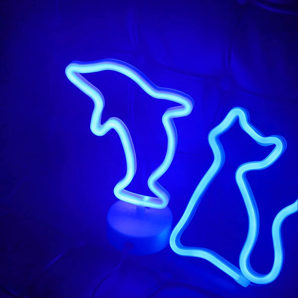 DC 5V LED Neon Signs Wall Decor Animals Style USB/ Battery Operated Night Lights Lamps Art Decor Wall Decoration Table Lights