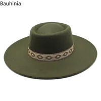 New Solid Color 9.5CM Wide Brim Bowler Wool Jazz Fedoras Hat Retro Men Trilby Cap Panama Formal Dress Hats Sombrero Hombre - Image 3