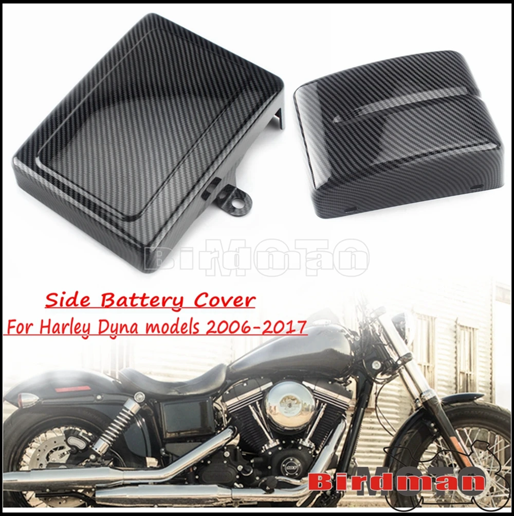 

Carbon Black Plastic Side Battery Cover for Harley Low Rider Street Bob Fat Bob Wide Glide Switchback FLD FXDB FXDL FXDF 2006-17