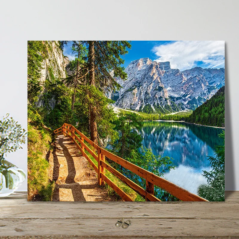 CHENISTORY Farbe Durch Zahlen Landschaften Acryl Zeichnung Leinwand Ölgemälde Durch Zahlen Bäume Und Berge Landschaft Für Erwachsene Hom