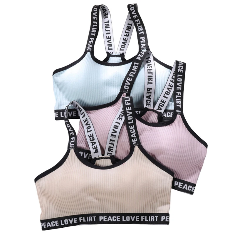 Women's Tracksuit Letter Jacket Women's Average Size Cotton Bra Cross Strap Bra No Rim Bra Soft Underwear Girl With Chest Pad