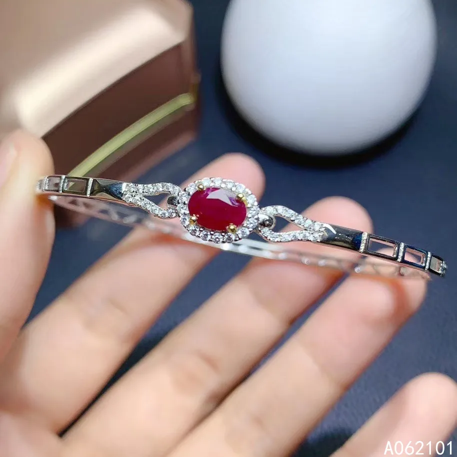 KJJEAXCMY fine jewelry 925 sterling silver inlaid natural ruby new girl popular hand bracelet supports test Chinese style