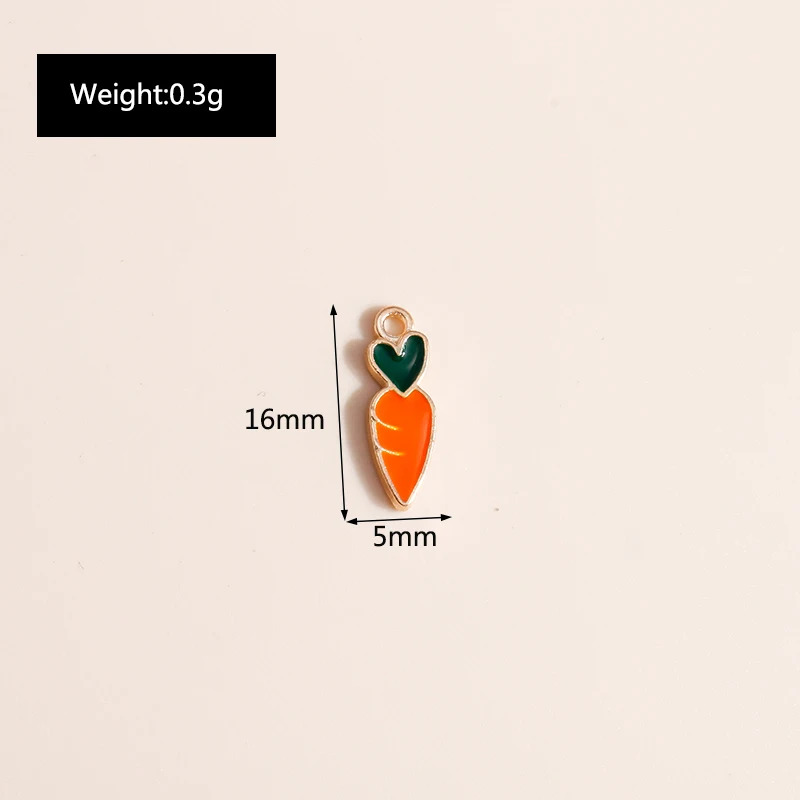 10pcs/lot 5*16mm Mini Carrot Charms for Earrings Pendants Necklaces Making Cartoon Enamel Heart Charms DIY Jewelry Accessories