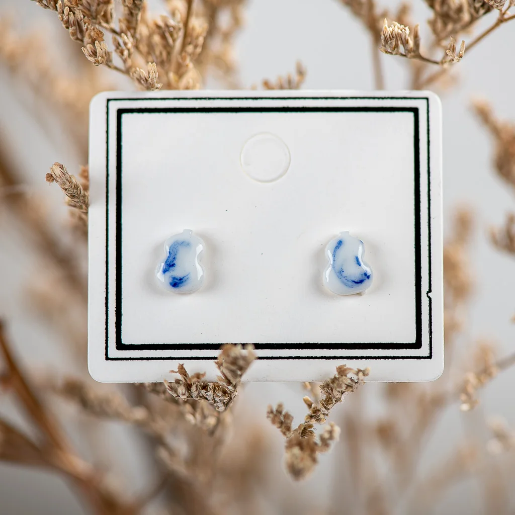 Small And Exquisite Blue And White Ceramic Earrings Hand Painted  Gothique Accessories Bijuterias Jewellery Gift #XN337