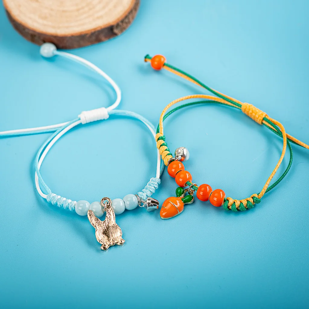 Jungle Series Cute Cartoon Rabbit And Carrot hand-knitted Bracelet Gift For Children Wholesale #82585