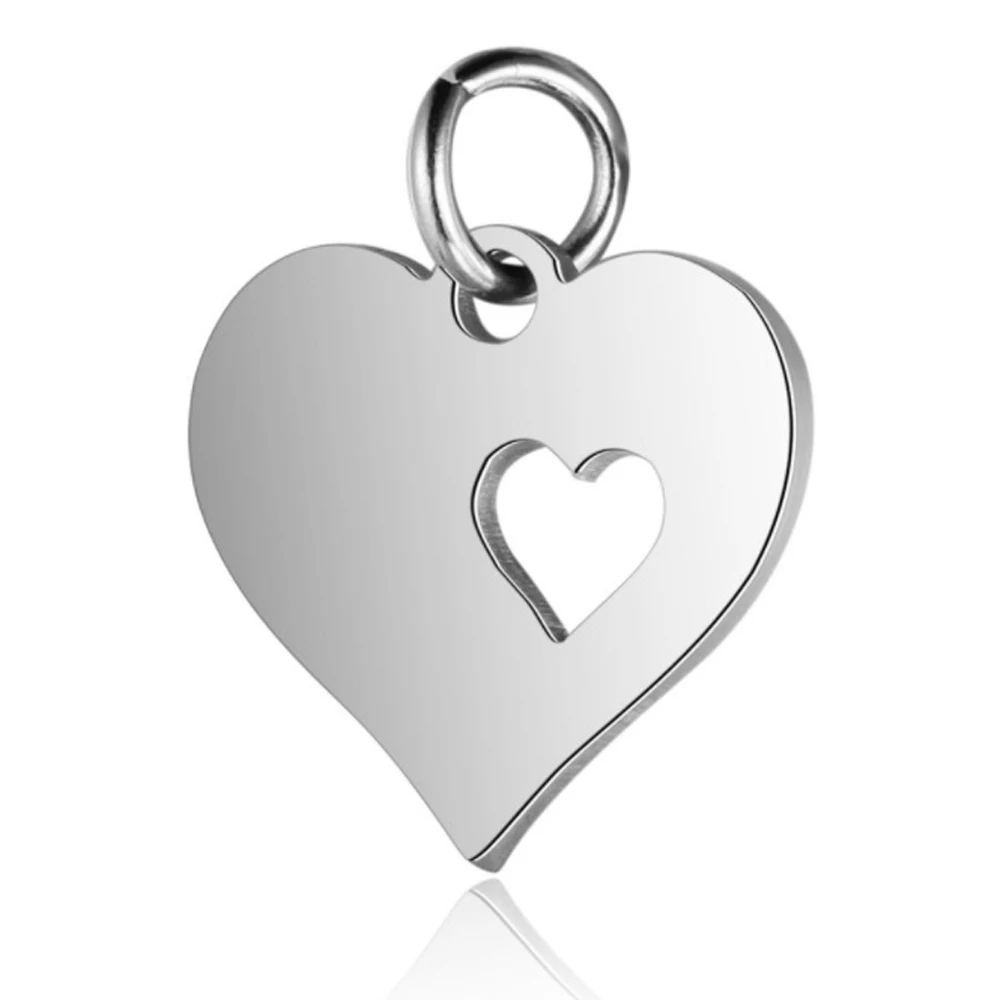 10 Stück/Set Edelstahl-Herzanhänger DIY Halskette Armband Handgemachter Schmuck Zubehör Großhandel – Detail 2