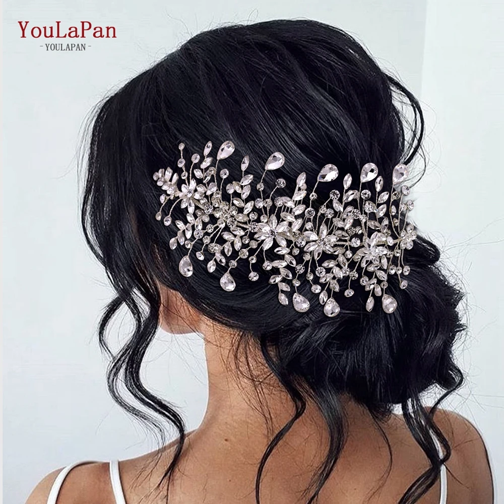 YouLaPan – peignes à cheveux de mariage faits à la main, accessoires pour cheveux de femme, coiffure de mariée en strass, couvre-chef de spectacle diadème HP379