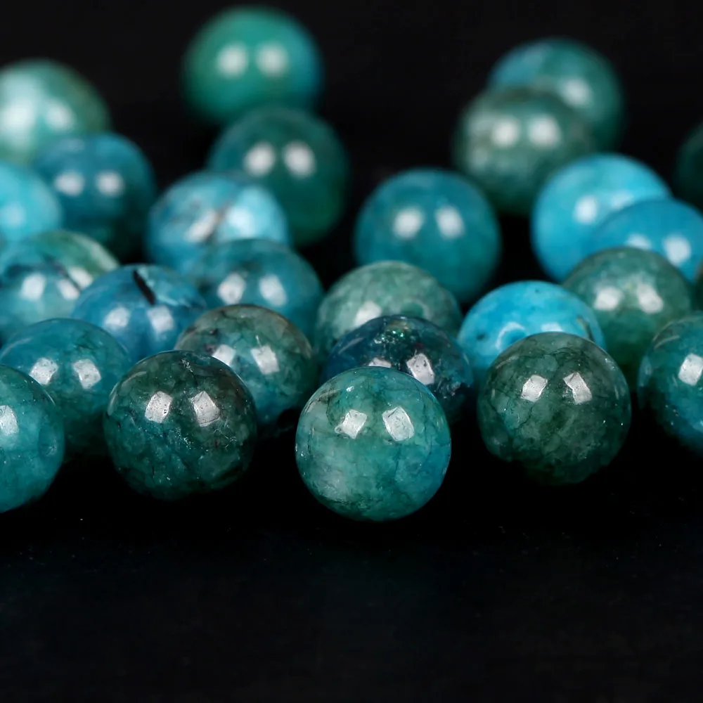 Natural Blue Apatite Chalcedony Jades Stone Round Loose Spacer Beads For Jewelry Making 6/8/10mm DIY Bracelet Necklace