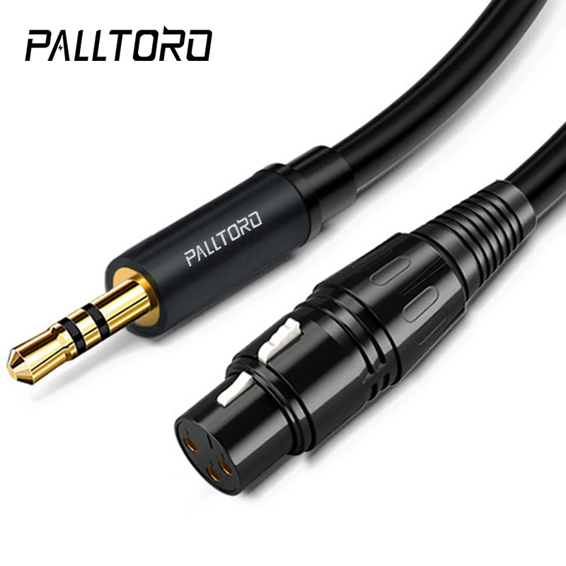 PALLTORO XLR to 3.5mm Cable, Female XLR to 1/8 inch Mini Stereo Jack Aux Microphone Cable Mic Cord for Camcorders DSLR Cameras