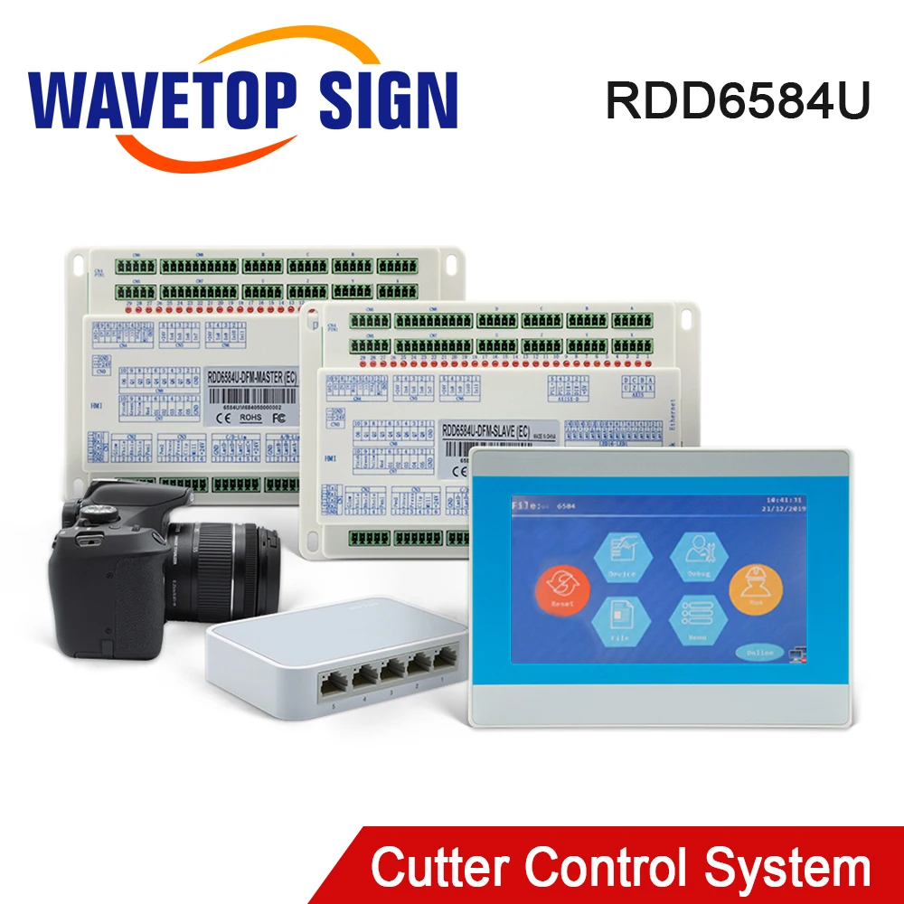 Wavetopsign Ruida RDD6584U-DFM Grootformaat Panoramisch Dubbele Kop Asynchrone Cutter Controle Systeem Voor Cnc Vibrerende Mes