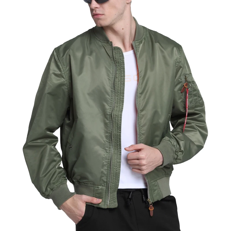 2023 Water Resistant Ma1 Lightweight Green Tactical Military Varsity Flight Windbreaker Pilot Air Force Bomber Jacket for Men