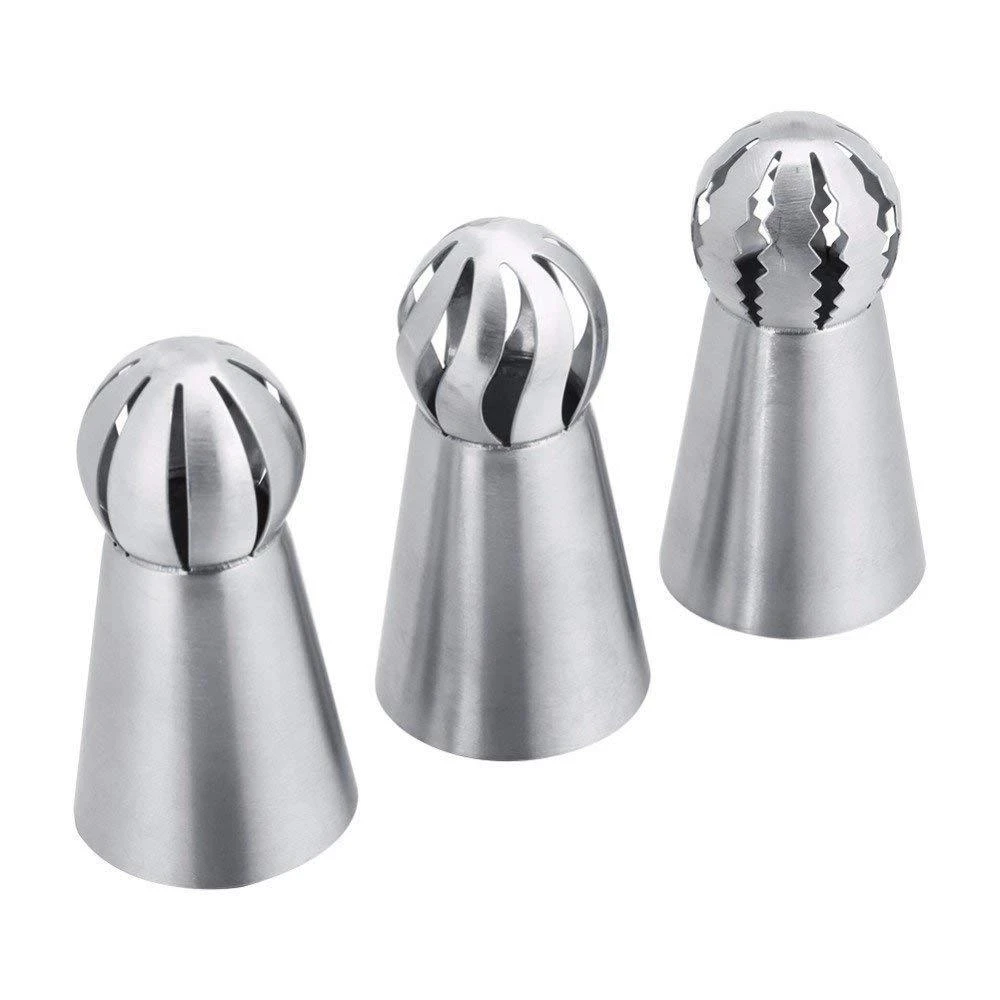 Russian Piping Nozzle 3 Styles Sphere Ball Icing Confectioners Pastry Tips Sugarcraft Cupcake Decorator Kitchen Bakeware Tools