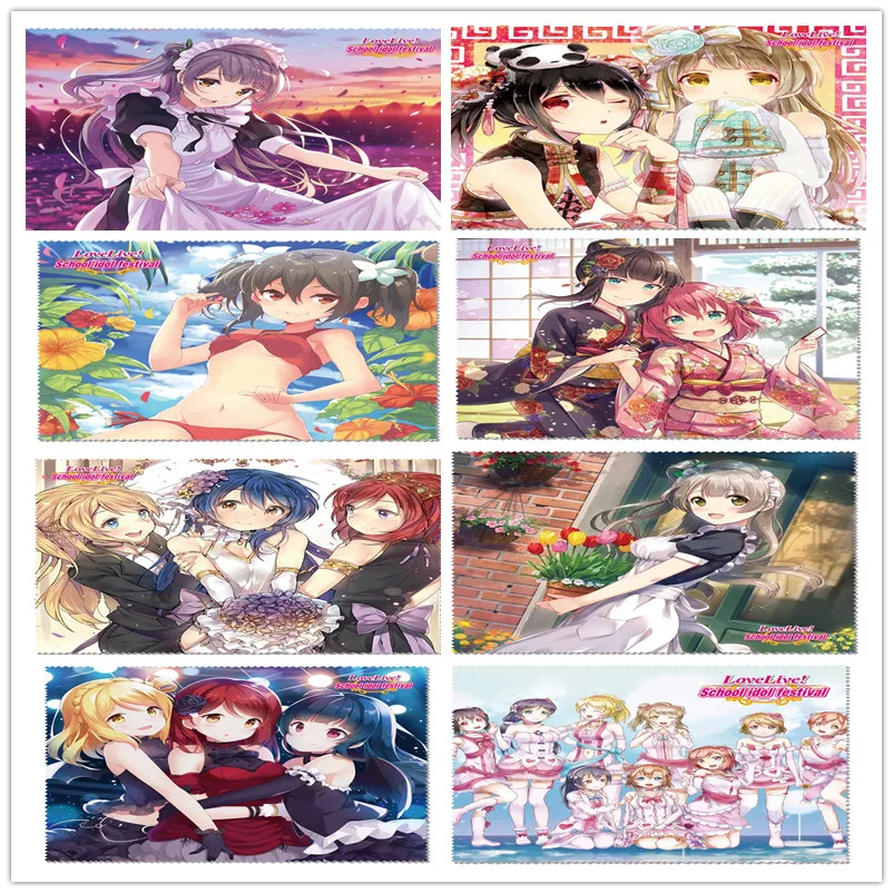 1PC 15x15cm LoveLive! School idol project  Wiping Eyeglass Cleaning  Microfiber Lens Cloth