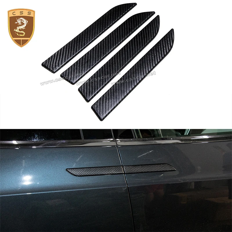 For Tesla Model x Outer Door Handle Cover Trim Carbon Fiber Exterior Handles Overlay Decor 1set/4pcs Car Sticker