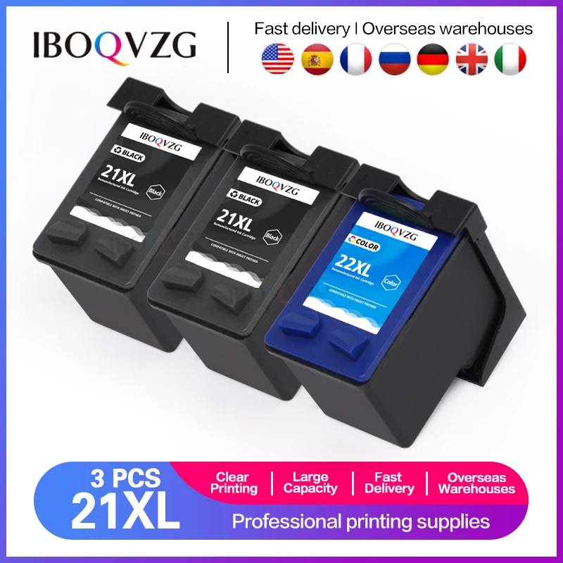 IBOQVZG Refill 21 22 XL Ink Cartridge Replacement for HP 21 22 HP21 HP22 21XL 22XL Deskjet F2180 F2280 F4180 F380 380 Printer