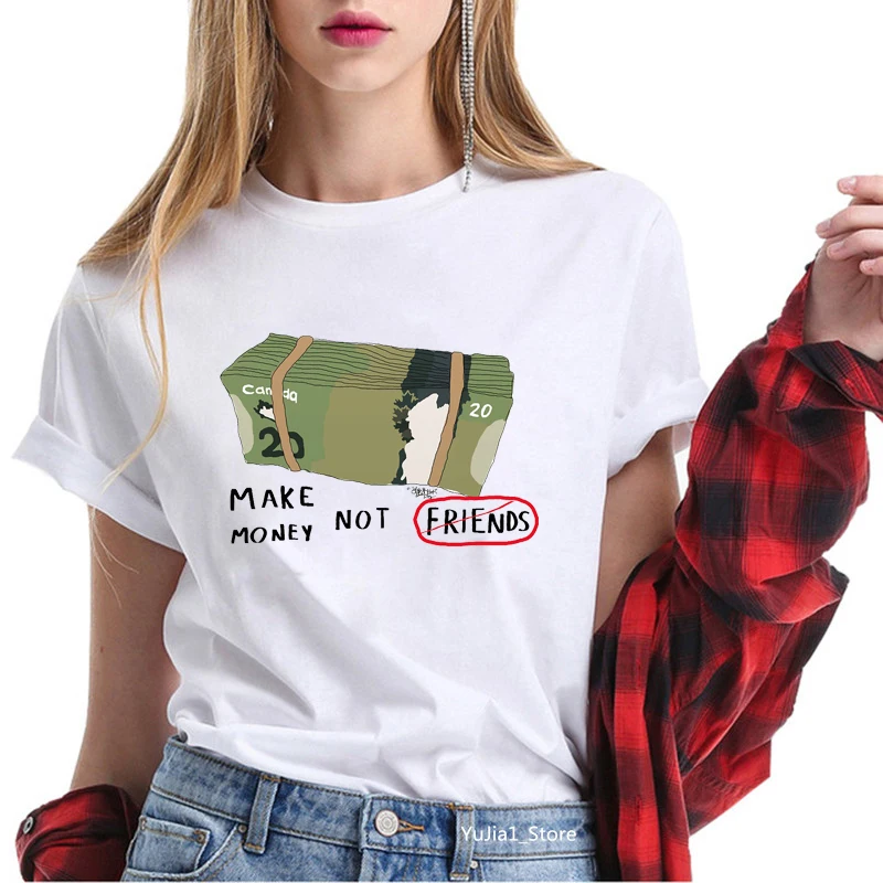 

Summer 2024 New T Shirt Funny Letters Make Money Not Friends Tshirt 90 Tumblr Graphic Custom T Shirt Gift Women’S Clothing