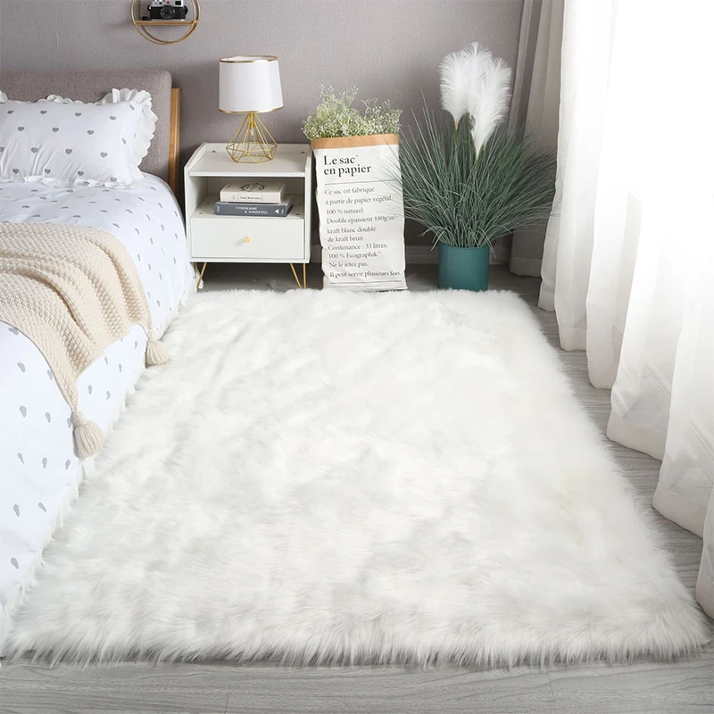 Artificial Sheepskin Carpet Sofa Floor Mat Living Room Bedroom White Hairy Large Carpets Whole Sheepskin Cushion Bay Window Mats