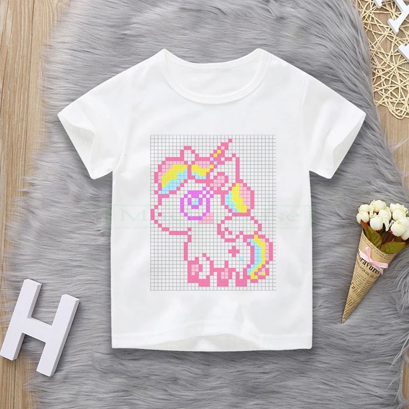 Toddler Girl T-shirt  4 5 6 7 8 9 10 11 12 Years Unicorn Kids T Shirt Luminous Children Summer Tshirt Girl Unicorn Shirt