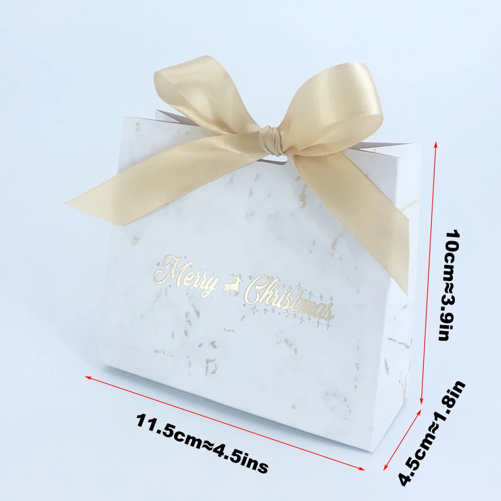 Mini Christmas Bag Marble Paper Boxes for Gift Candy Cookies Bundle Xmas Theme Gift for Wrapping Gift Bags Christmas Decoration