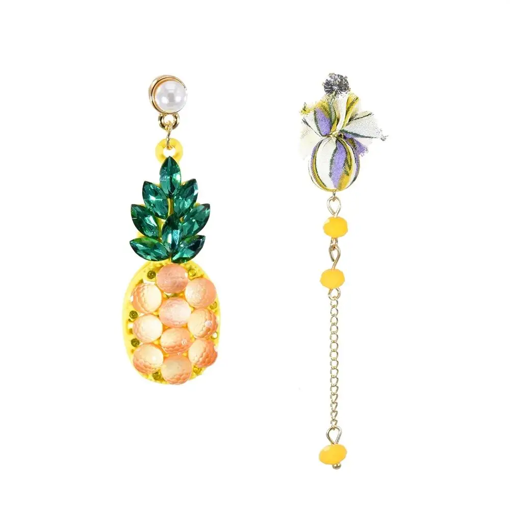 Bohemian Vintage Summer Fruit Pineapple-shaped Acrylic Drop Dangle Earrings Women Girls colorful crystal beach verano Jewelry