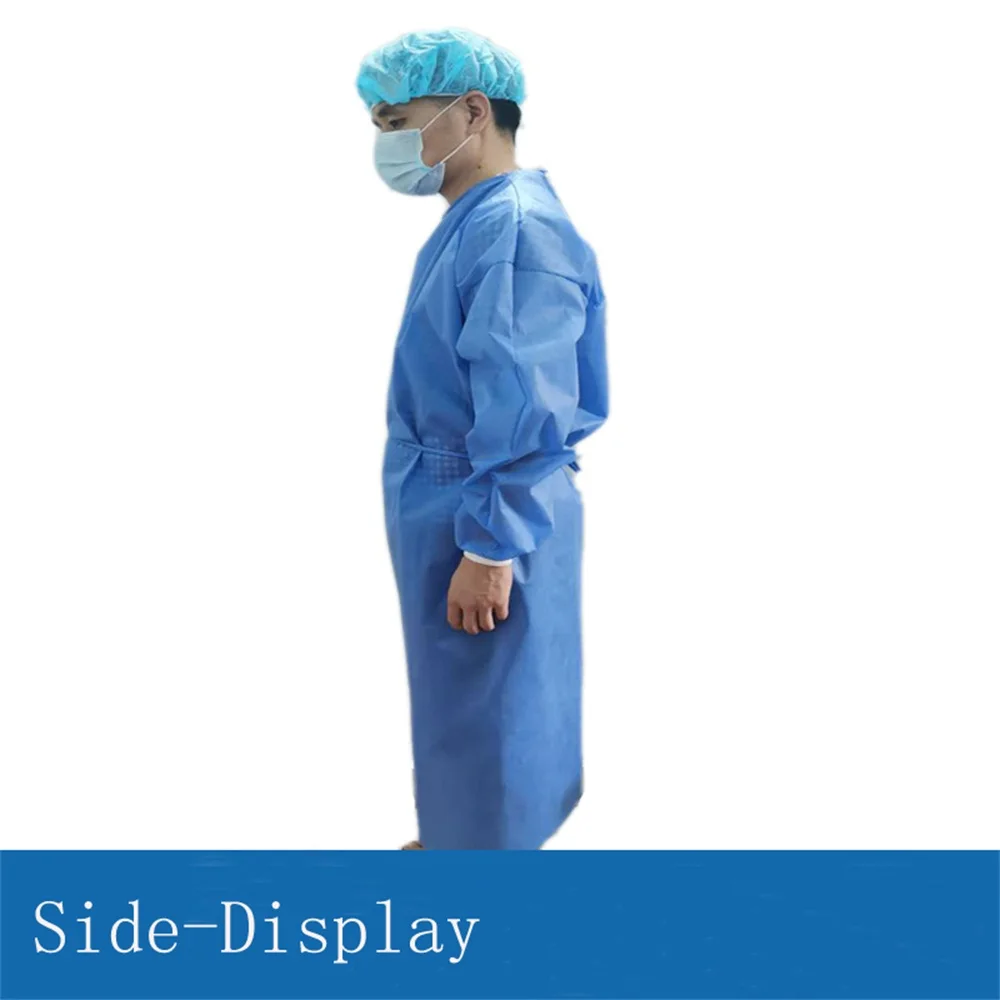 Disposable Non-Woven Hand Washing Clothes Blue Thick Protective Work Isolation Clothing Gown Dental Anti-oil Stain Nursing Gown