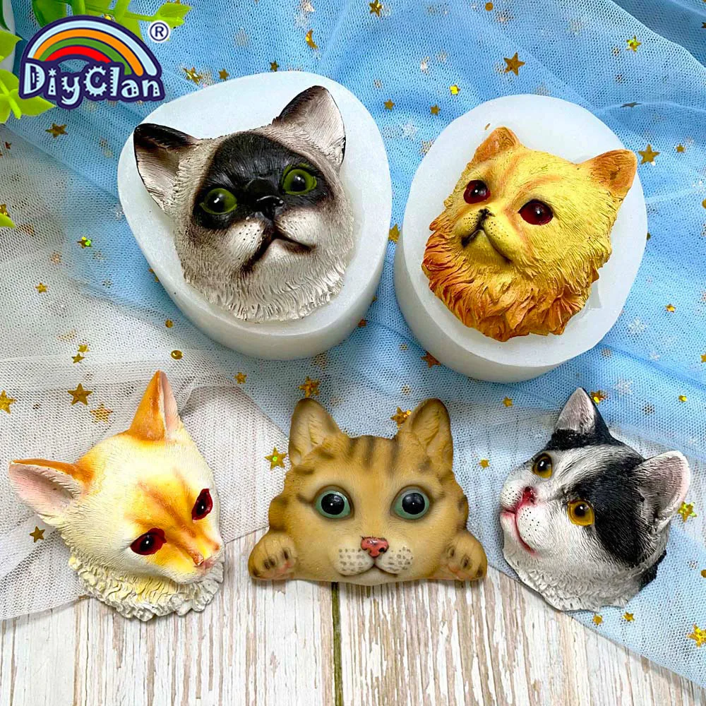 Cat Face Silicone Mold Fondant Cake Chocolate Mousse Decoration Handmade Soap Resin Clay Gypsum Candle Mould Kitchen Baking Tool