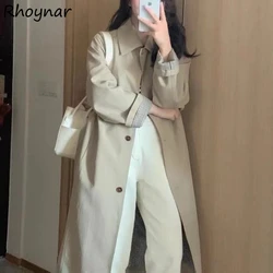 Trench Women Elegant Fashion Casual Outerwear Autumn Single Breasted Turn Down Collar Long Sleeve Pockets Sashes Street Girls BF