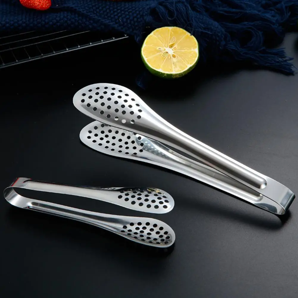 Pinça de comida em aço inoxidável, utensílio de cozinha, ferramenta de cozinhar, clipe de bife anti calor