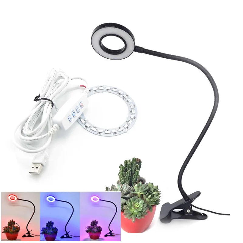 

5V USB 24 LED plant Grow Light clip holder lamp board 5730 SMD chips Growing Lamp hydro Dimmable Cable Red Blue for greenhouse