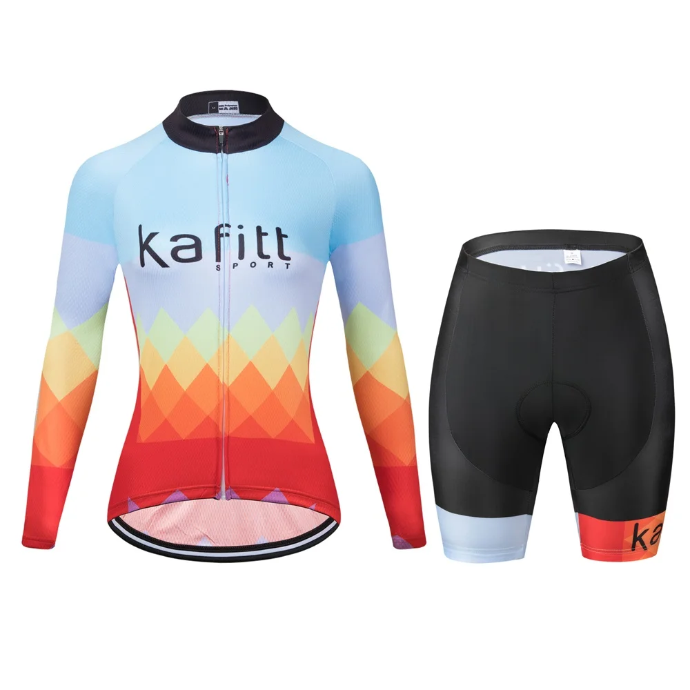 Kafitt Bicycle Shorts Women Cycling Jersey Summer Cycling Shirt Long Sleeve Female Quick Dry Bicycle Clothing Pro Team Equipment