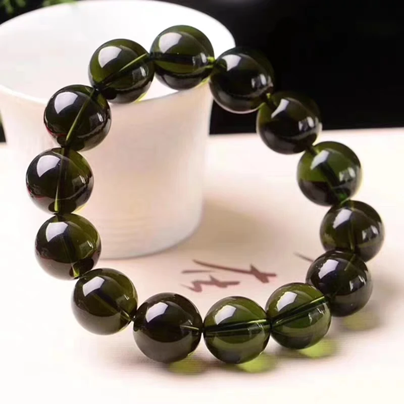 Hot Sale A++ Natural Moldavite green aerolites crystal stone Bracelet energy apotropaic 22g-36g/ lot Unique Bracelet