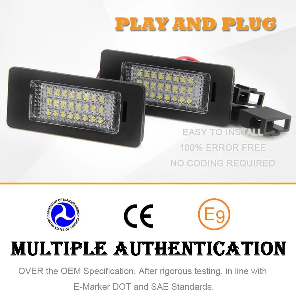 2x Canbus No error LED License Plate lights for Audi A4 A5 8T Q5 8R TT 8J RS5 8T Skoda Fabia MK2 Superb B6 Yeti car styling