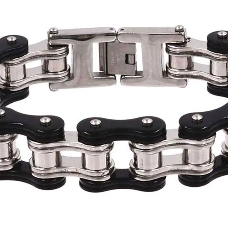 الرجال السود أساور أساور، السائق دراجة نارية سلسلة ربط أساور للرجال، فاسق الفولاذ المقاوم للصدأ الفاخرة الرجعية المجوهرات #4