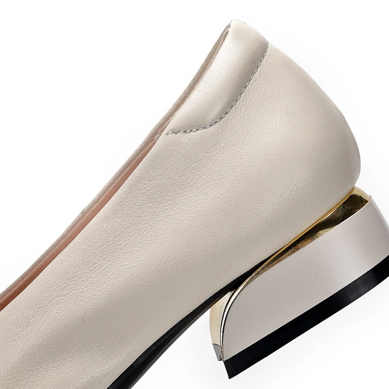 Spring Summer Women's Genuine Leather Med Heels New High Quality Shoes Classic Black Pumps For Office Ladies Sexy Heels Shoes