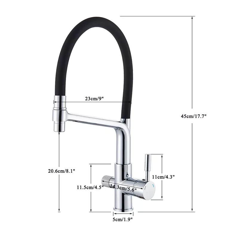 Filter Kitchen Faucet Black Dual Spout Drinking Water Faucet Mixer 360 Degree Rotation Hot Cold Water Purification Feature Tap