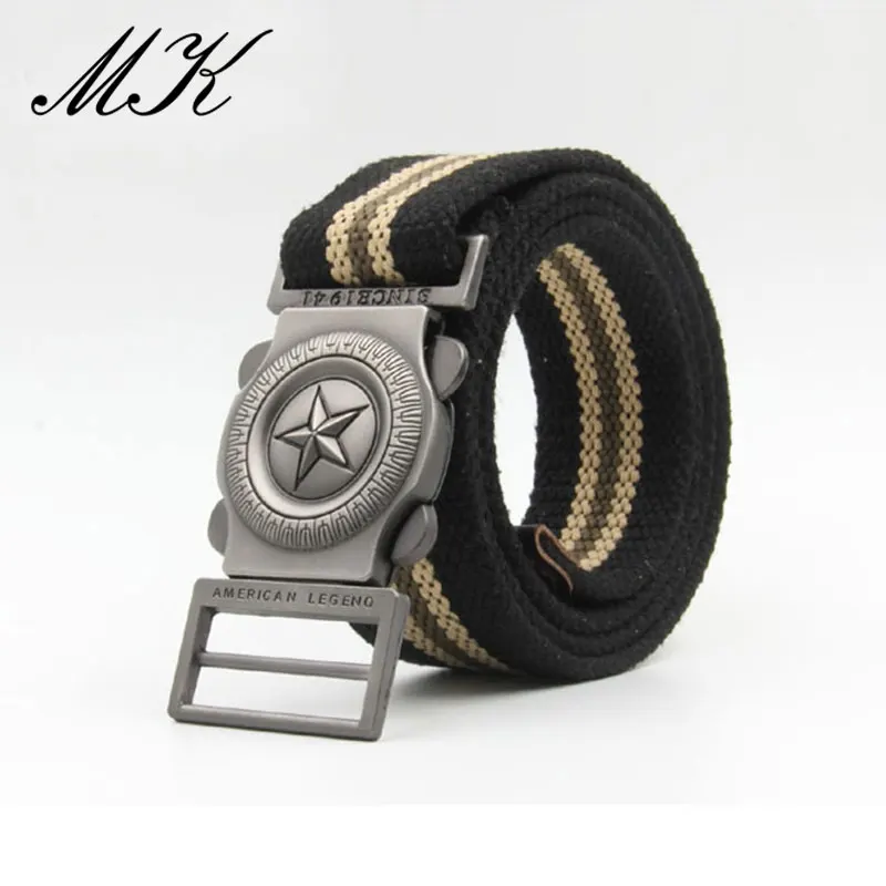 Maikun Men‘s Star Alloy Buckle Canvas Tactical Belt For Women Student Trousers Suitable Outdoor Rock Climbing Cycling