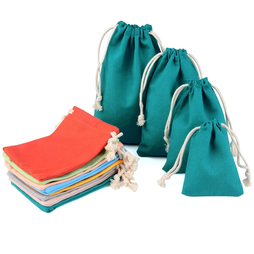 Bolsas de algodón Natural para maquillaje, bolsita pequeña de 8 colores para regalo de boda, bolsita con cordón para pestañas, 10 unidades por lote