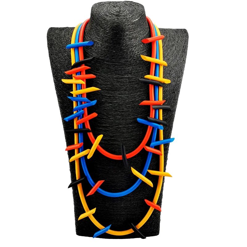 Ukebay新ネックレス多色チョーカーネックレス女性ゴシックセーターチェーン手作りゴムジュエリーパーティーアクセサリーネックレス