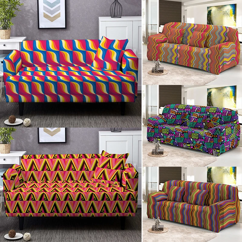 Geometry Elastic Printing Sofa Cover  Universal Section  Corner  Furniture Armchair  Home Decoration